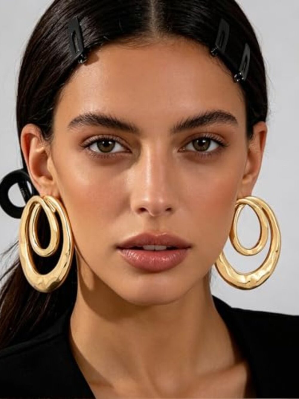 New - Chunky Gold Large Statement Earrings for Women Vintage Simple Big Circle - Picture 2 of 2